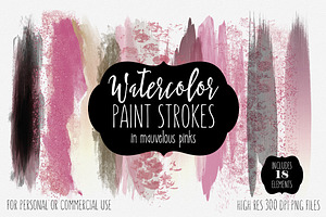 Mauvelous Pink Watercolor Strokes, a Texture Illustration by ClipartBrat Graphics
