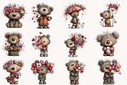 Whimsical spring teddy bear clipart, an Illustration by Designworld (Thumbnail 4 of 10)