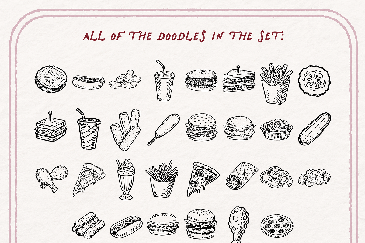 Fast Food Clipart, Burger Doodles, an Object Illustration by The October Creative (Photo 4 of 6)