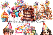 Watercolor Birthday Party Clipart, an Object Graphic by ArtisticTimberStudio (Thumbnail 1 of 2)