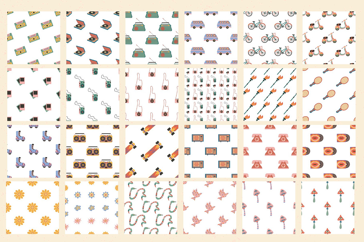 140 Retro Summer Seamless Patterns, a Pattern Graphic by IRSYART (Photo 9 of 15)