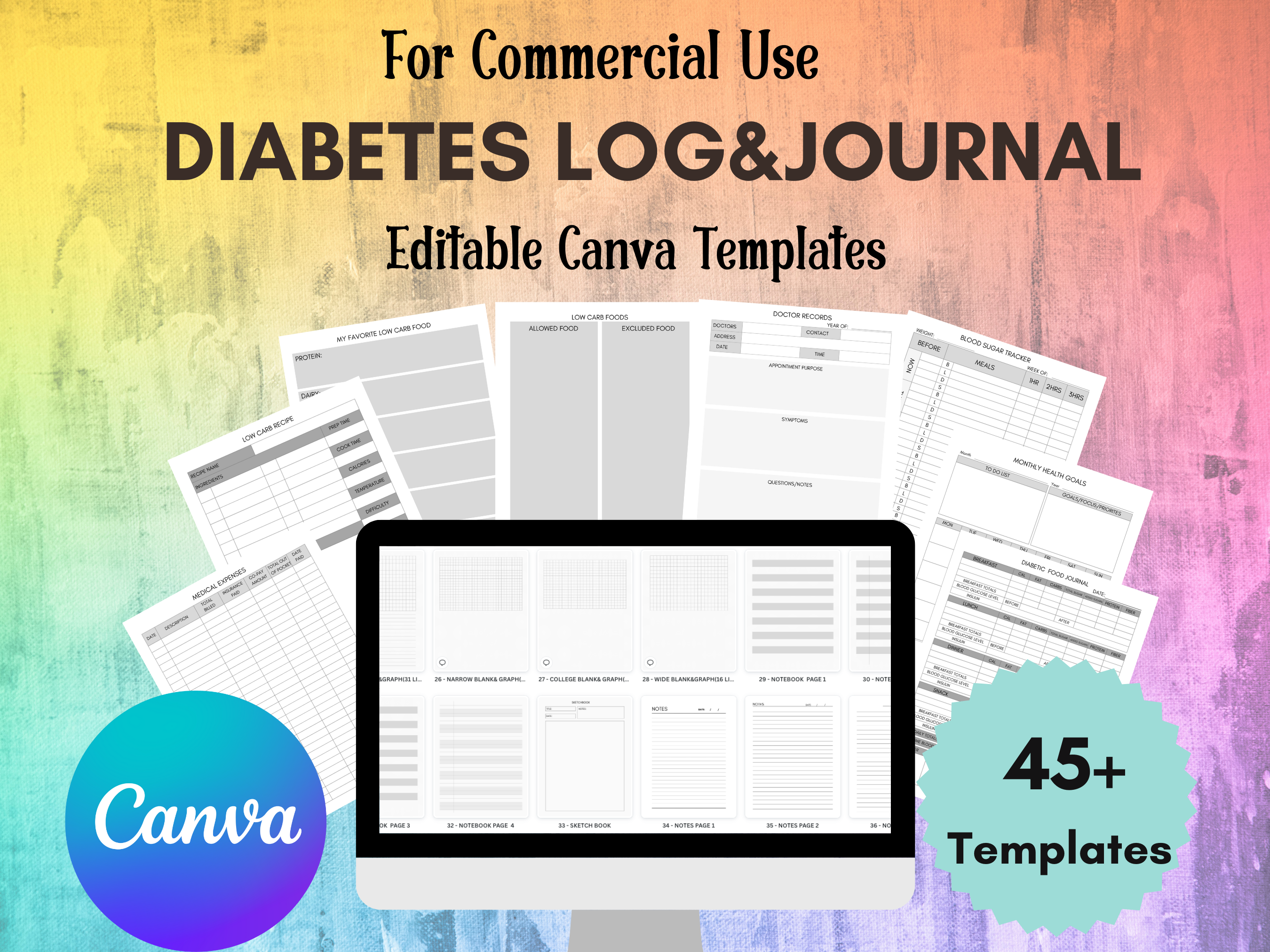 Blood Sugar Log Canva Templates by La Design  Creative Market