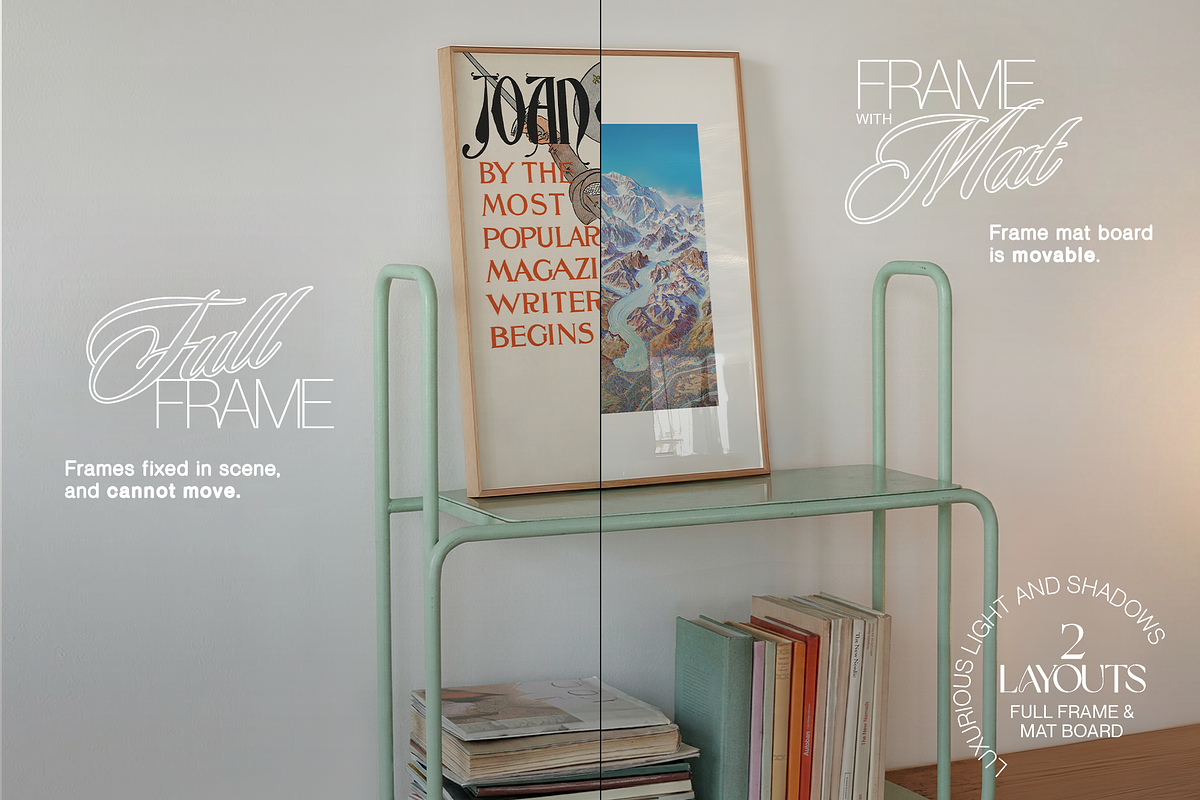 DIN A Frame on Retro Shelf Mockup, an Advertising Mockup by WasMockups (Photo 4 of 6)