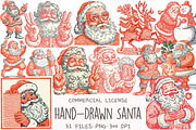 Hand-Drawn Santa Christmas Clipart, an Illustration by OK Design (Thumbnail 1 of 5)