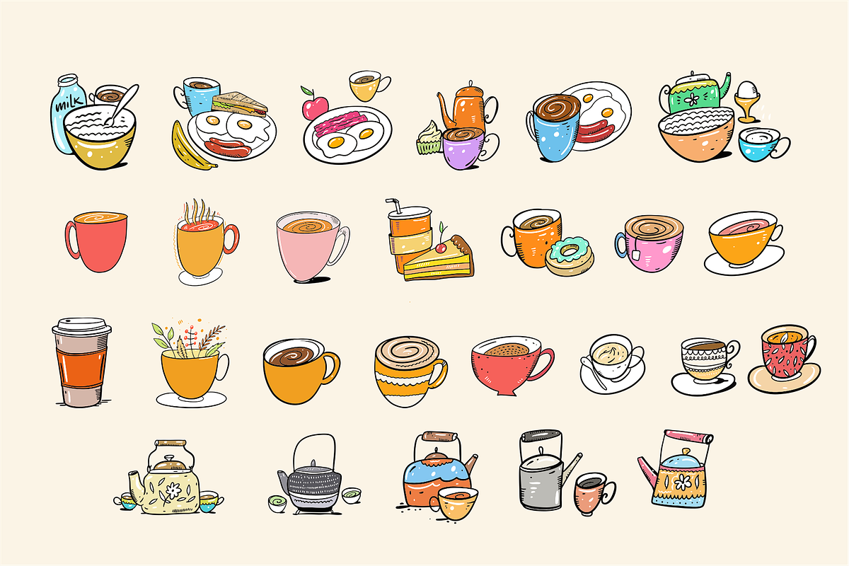Coffee & Breakfast Doodles, a Food Illustration by Oktyabr (Photo 2 of 6)