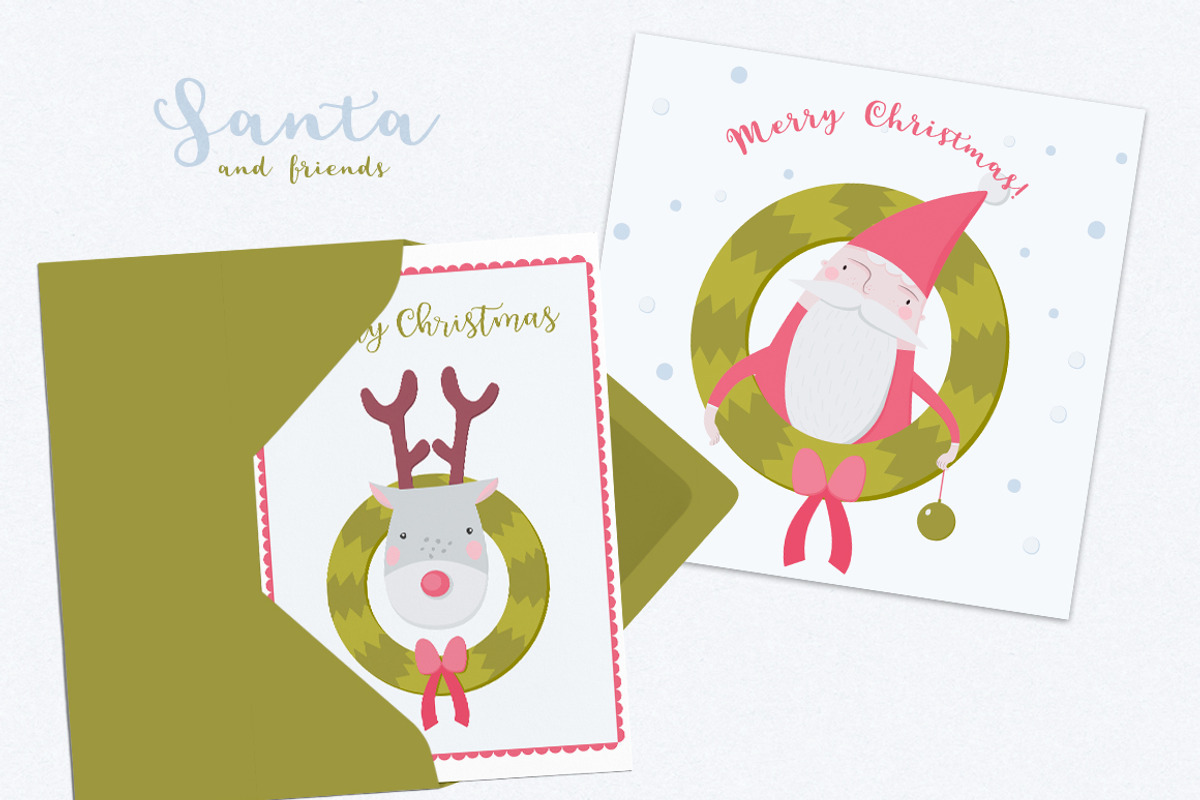 Santa and Friends Vector Set, a Decorative Illustration by Bibela (Photo 4 of 5)