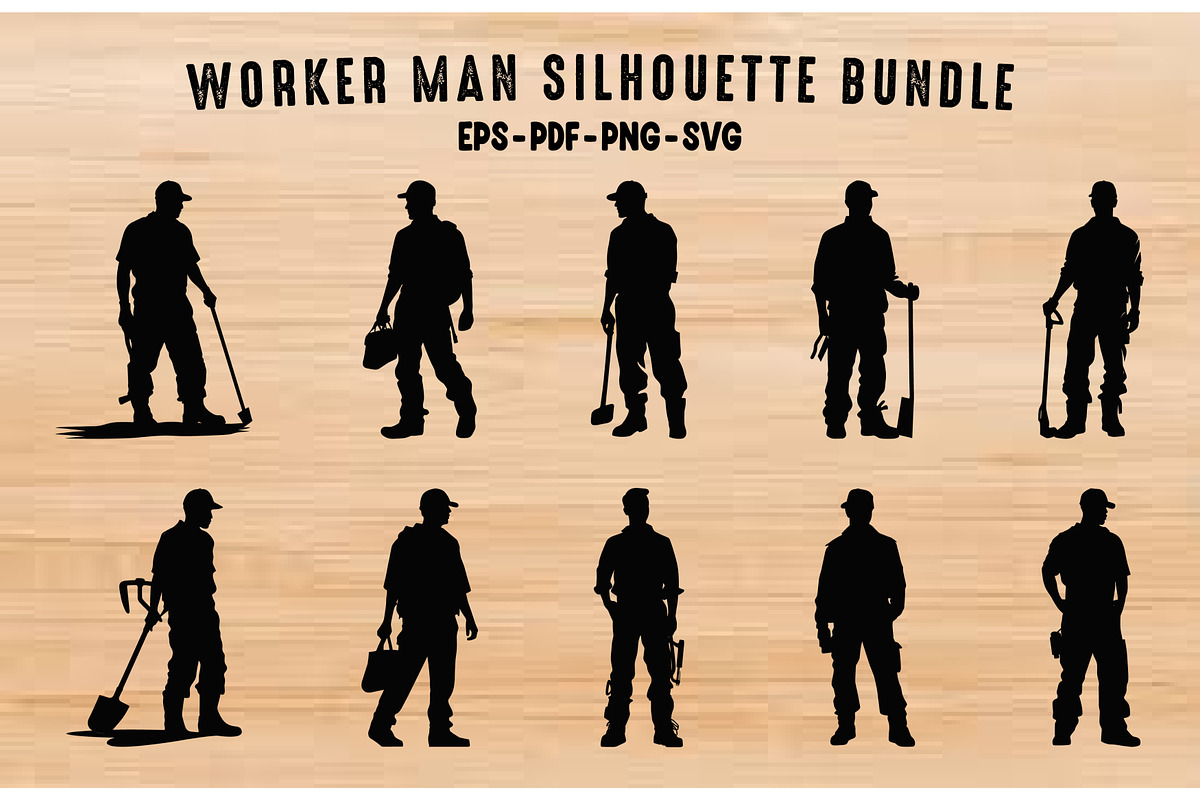 Worker Man Silhouette Vector Set, a Work Illustration by Gfx Expert Team (Photo 1 of 3)