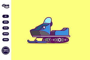 Simple Blue Snowmobile Cartoon, a Transportation Illustration by Satisfactoons