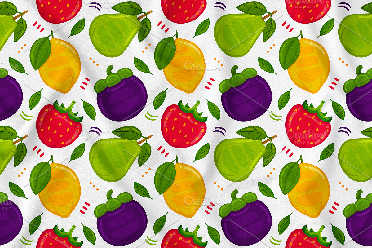 Fruits Seamless Pattern Vector #03, a Pattern Graphic by MEDZ (Photo 1 of 3)