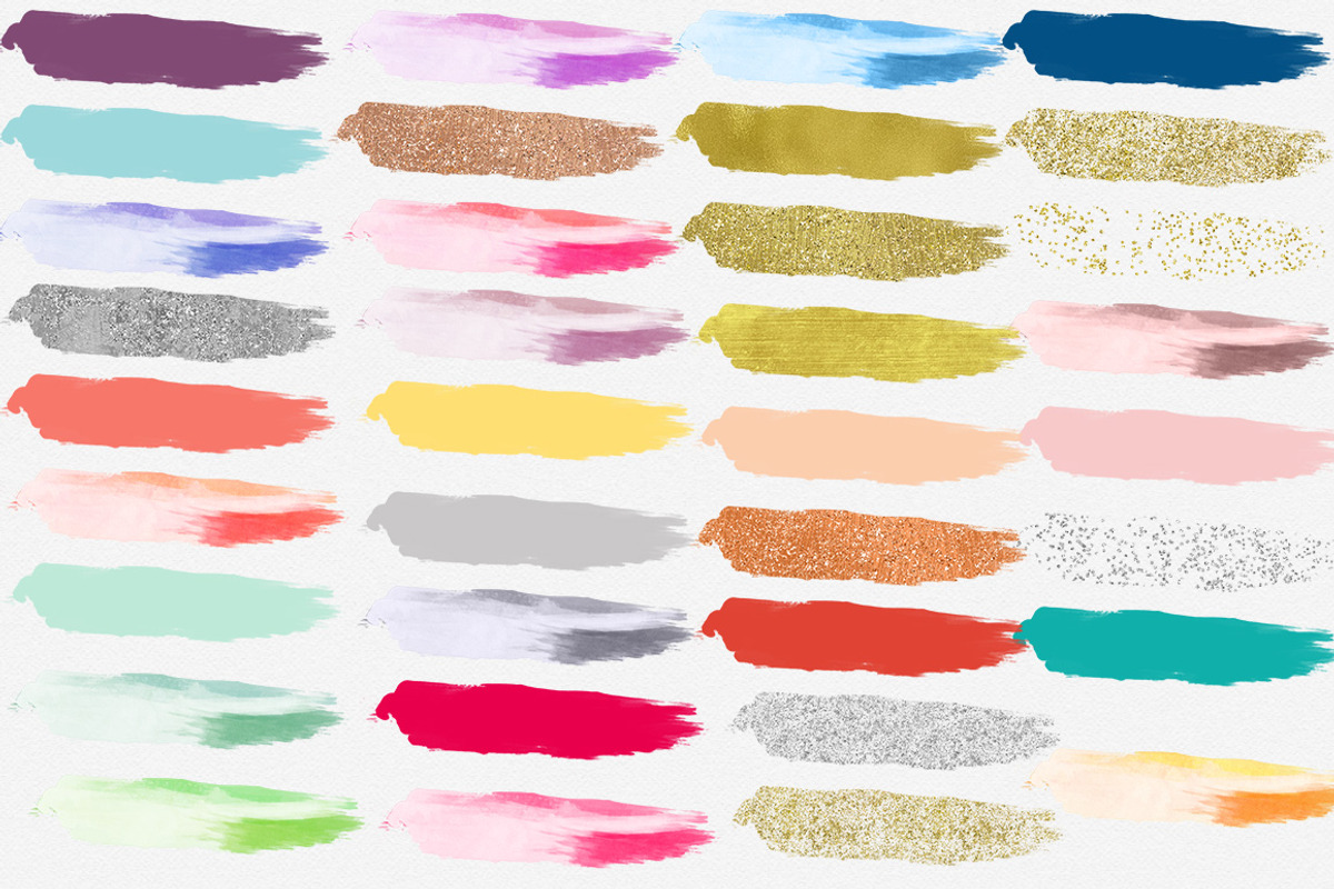 Watercolor & Metallics Brush Strokes, a Texture Graphic by ClipartBrat Graphics (Photo 2 of 2)