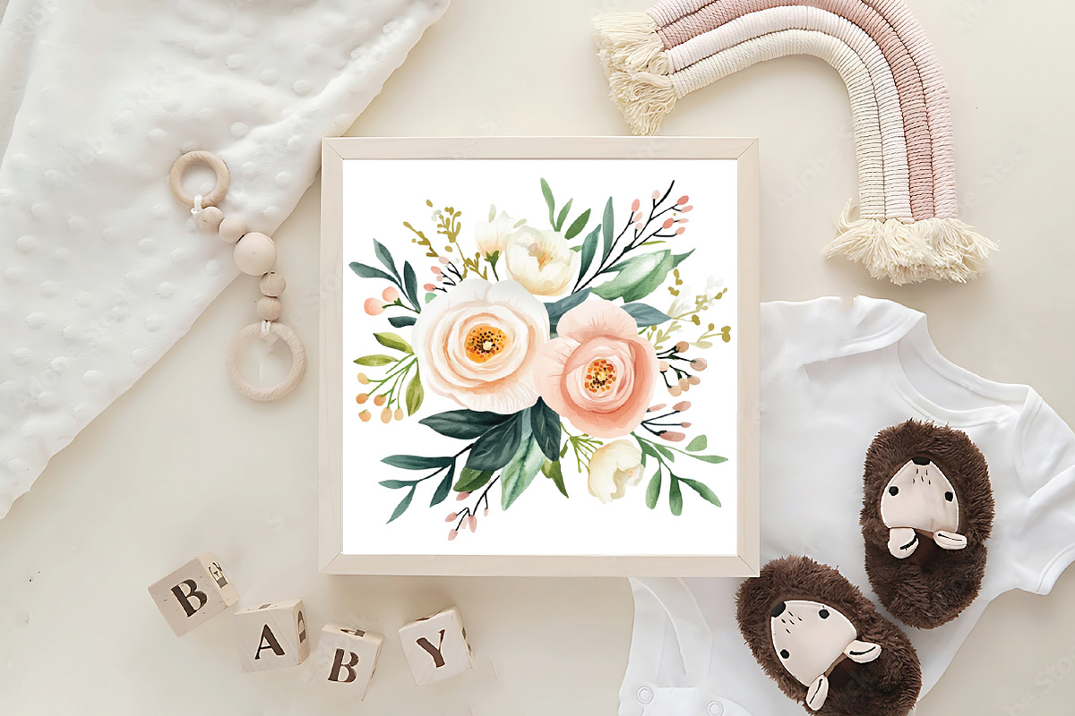 Watercolor Pastel Flowers Clipart, a Work Illustration by CraftArtStudio (Photo 6 of 6)
