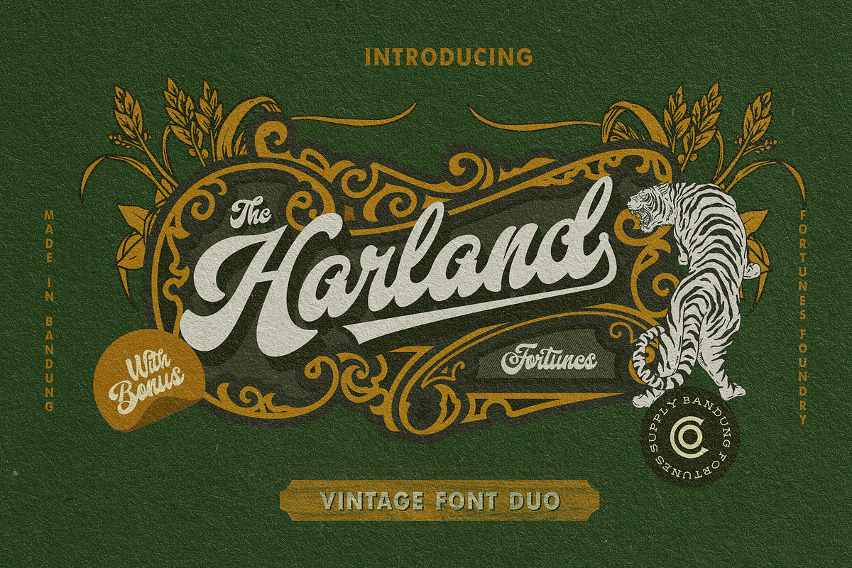 Harland Vintage With Bonus, a Script Font by Fortunes Co (Photo 1 of 14)