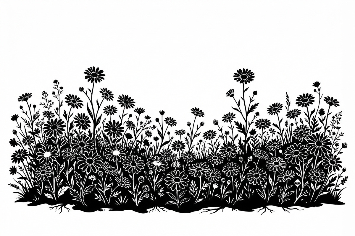60 Daisy Flower Field Silhouette, a Seasonal Illustration by Amazin_art (Photo 13 of 35)