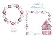 Christmas snowman watercolor clipart, a Seasonal Illustration by SabinaWatercolorArt (Thumbnail 9 of 17)