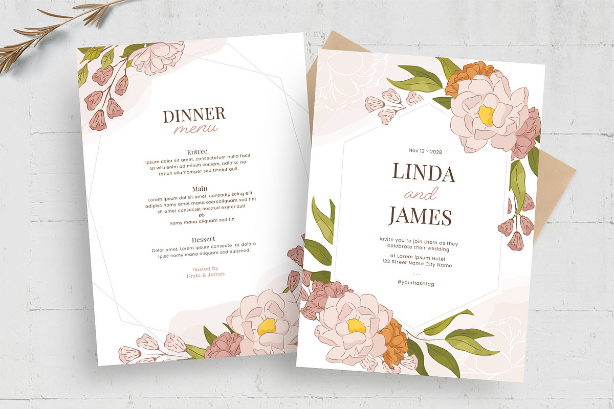 Modern Floral Wedding Invitation, a Card Template by BrandPacks (Photo 1 of 4)