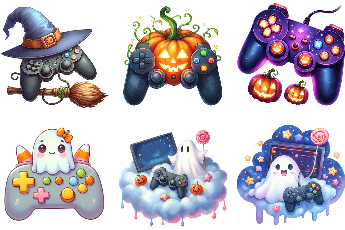 Halloween Gaming Controllers Clipart, an Illustration by DreamArtGraphic (Photo 4 of 5)