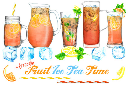 Fruit Ice Tea Time Clipart