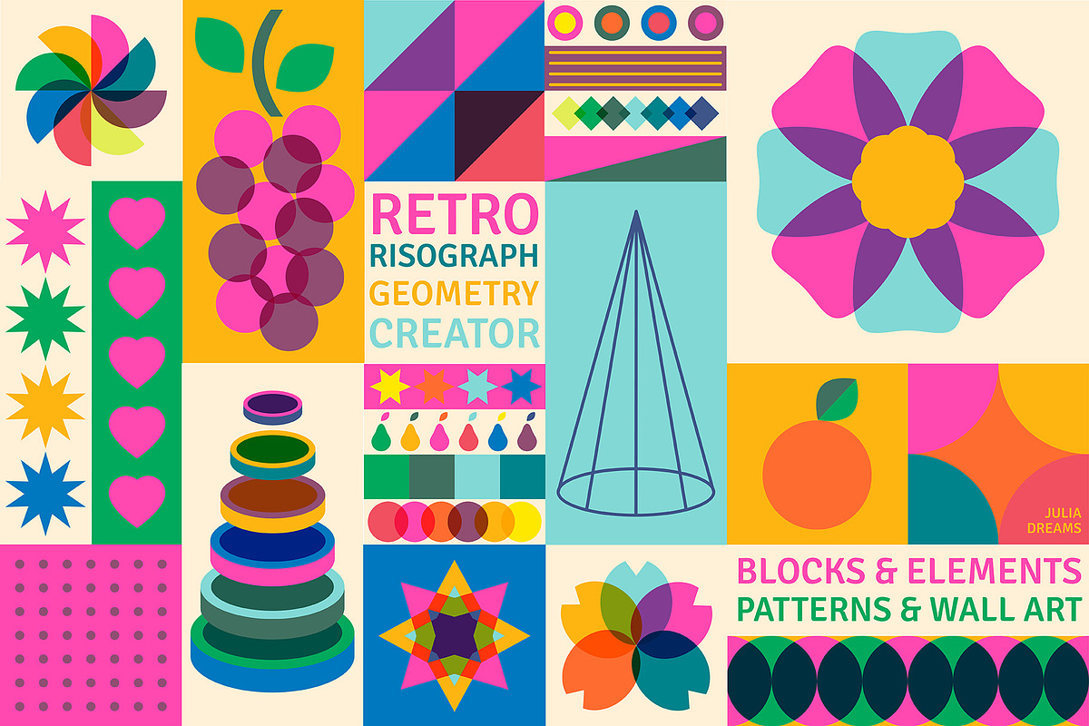 Retro Risograph Geometry Creator, an Object Graphic by Julia Dreams (Photo 1 of 10)