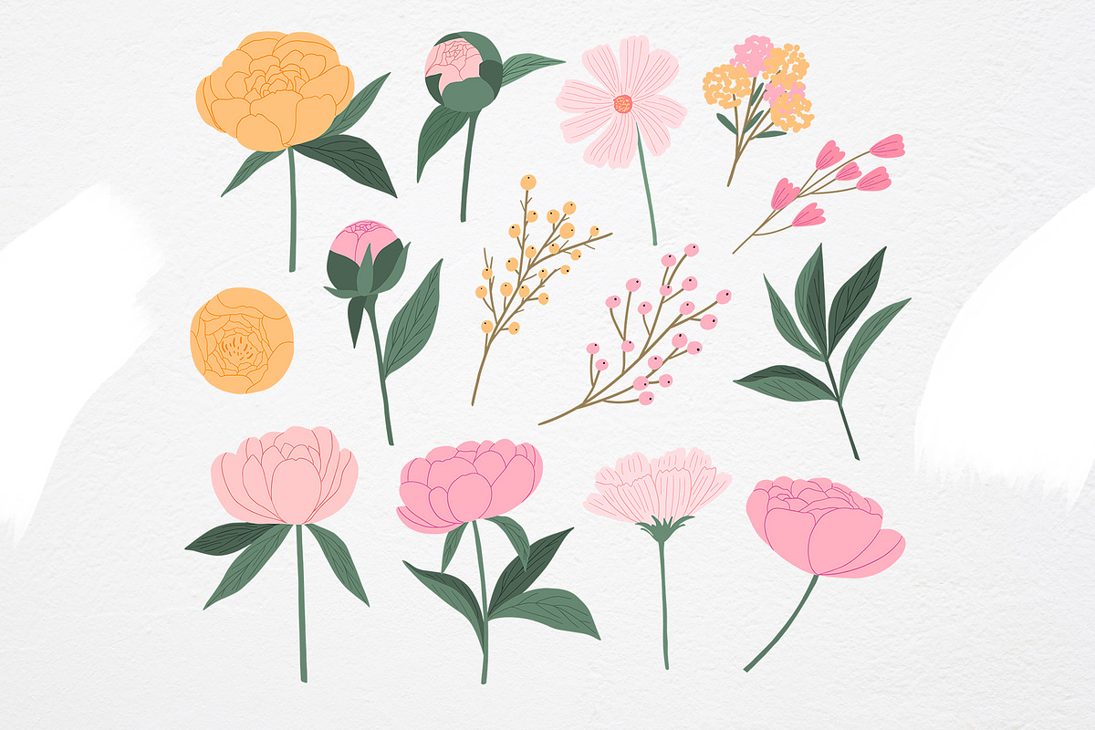 Floral elements & patterns, a Decorative Illustration by hanifa_design (Photo 2 of 8)