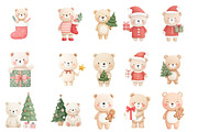 Christmas Teddy Bear Clipart, an Illustration by Designworld (Thumbnail 3 of 4)