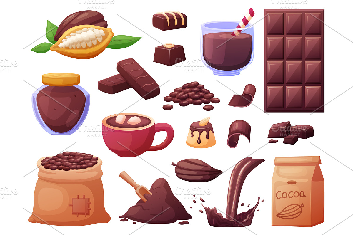Cartoon cocoa products. Beans and, a Graphic by LadadikArt