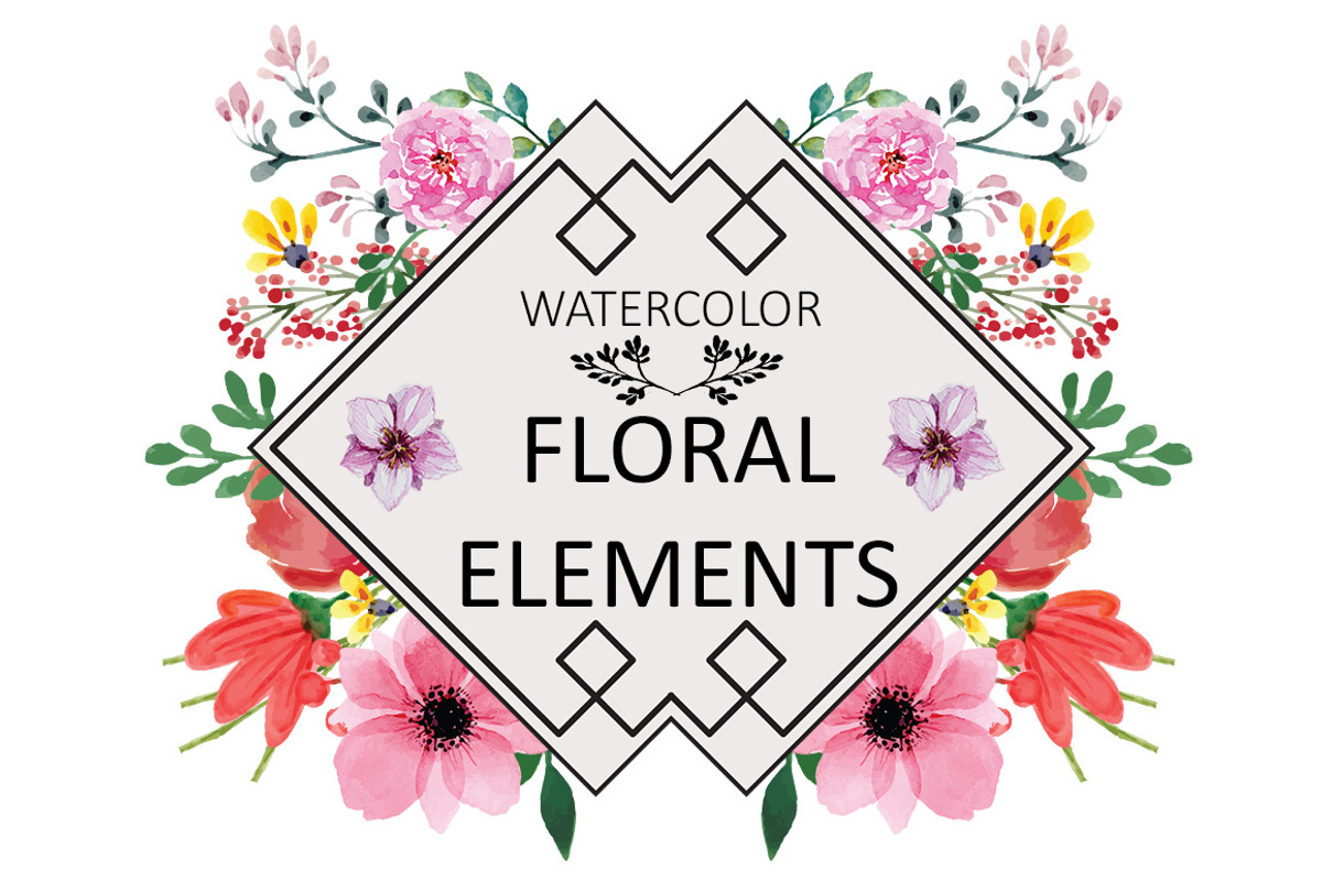 Hand Made Watercolor Floral Elements, an Illustration by Arys Design (Photo 1 of 6)