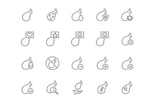 Gallbladder set line icon. Human, an Object Illustration by GraphiShop