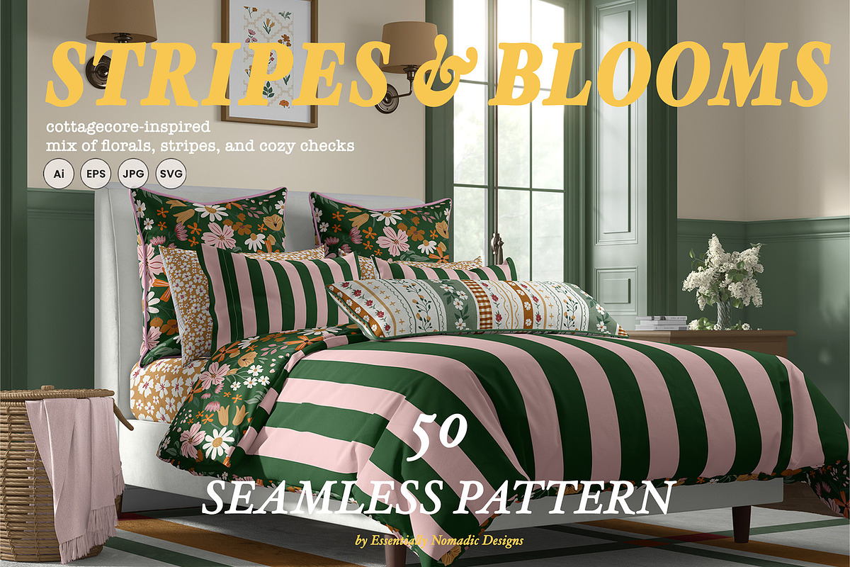 Stripes, Plaids & Floral Pattern, a Pattern Graphic by Essentially Nomadic (Photo 1 of 11)