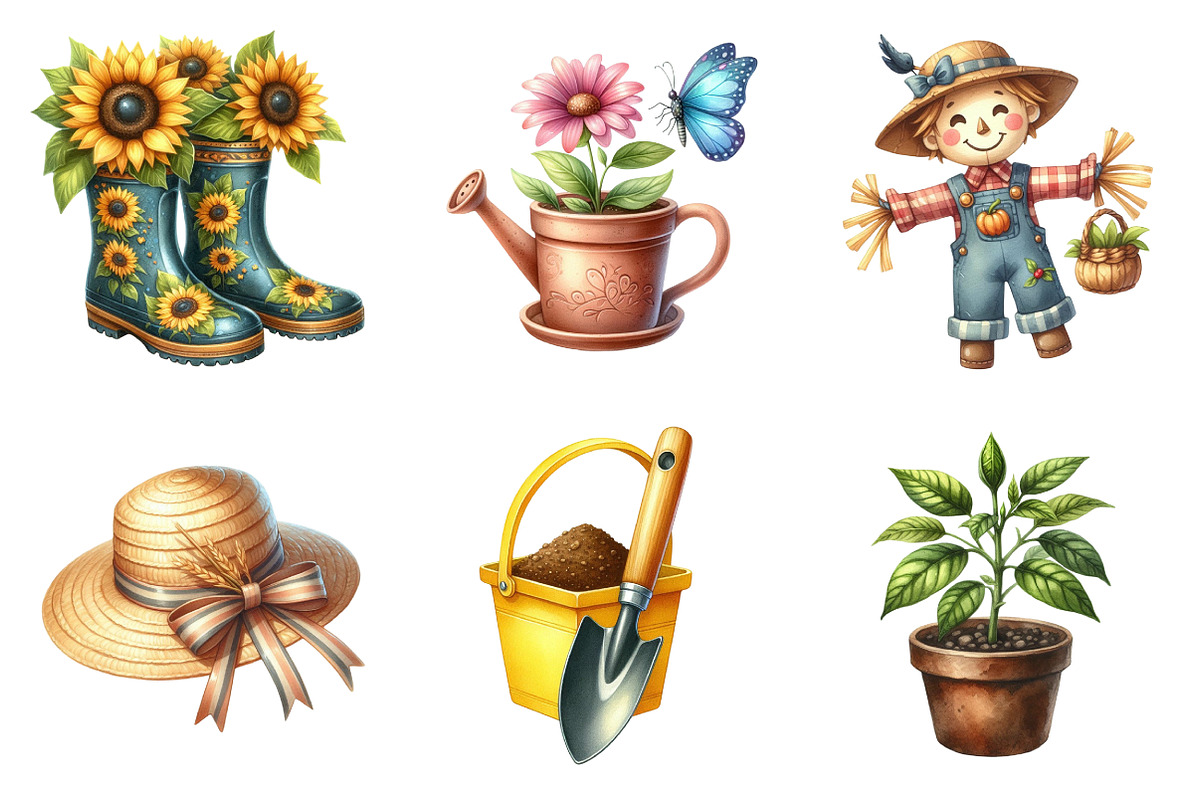 Gardening Day Watercolor Clipart, a Graphic by CitraGraphics (Photo 3 of 4)