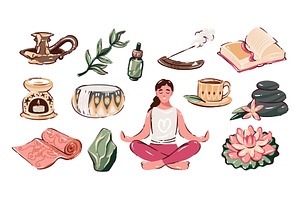 Wellness Self Care Cartoon Set, an Object Illustration by VictoriaSergeeva