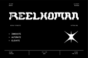 VB Reelhoman - Futuristic Font, a Sans Serif Font by VALIANTBROTHA (Thumbnail 1 of 8)