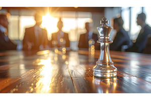 Silver chess king piece standing on, a Business Photo by Igor Tichonow