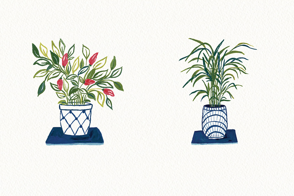 Watercolor Green Plants Clipart Set, an Illustration by Anna Ivanir (Photo 3 of 5)