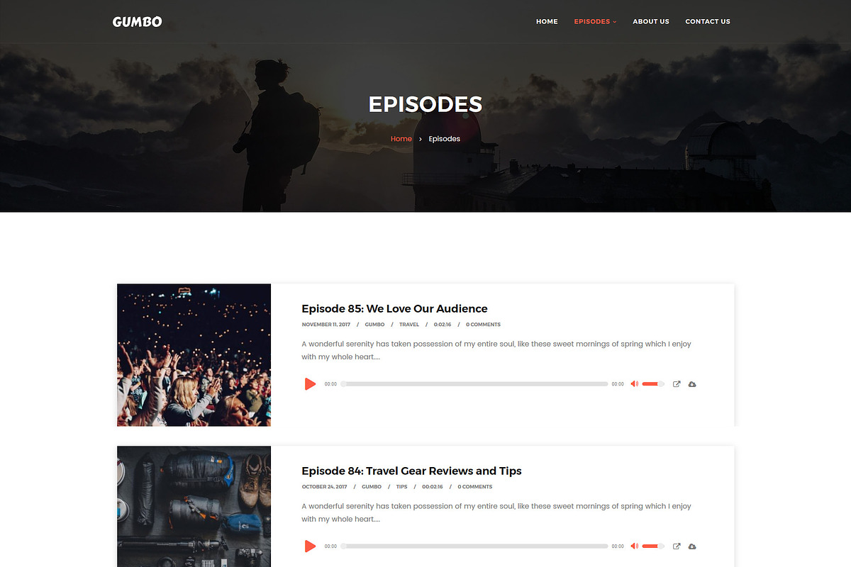 Gumbo - Podcast, Music & Vlog Theme, a WordPress Template by SecondLineThemes (Photo 4 of 6)