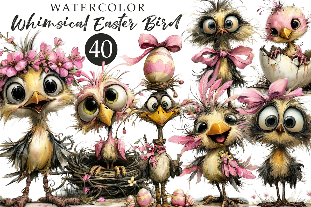 Whimsical Easter Bird Clip-art, an Illustration by OK Design (Photo 1 of 6)