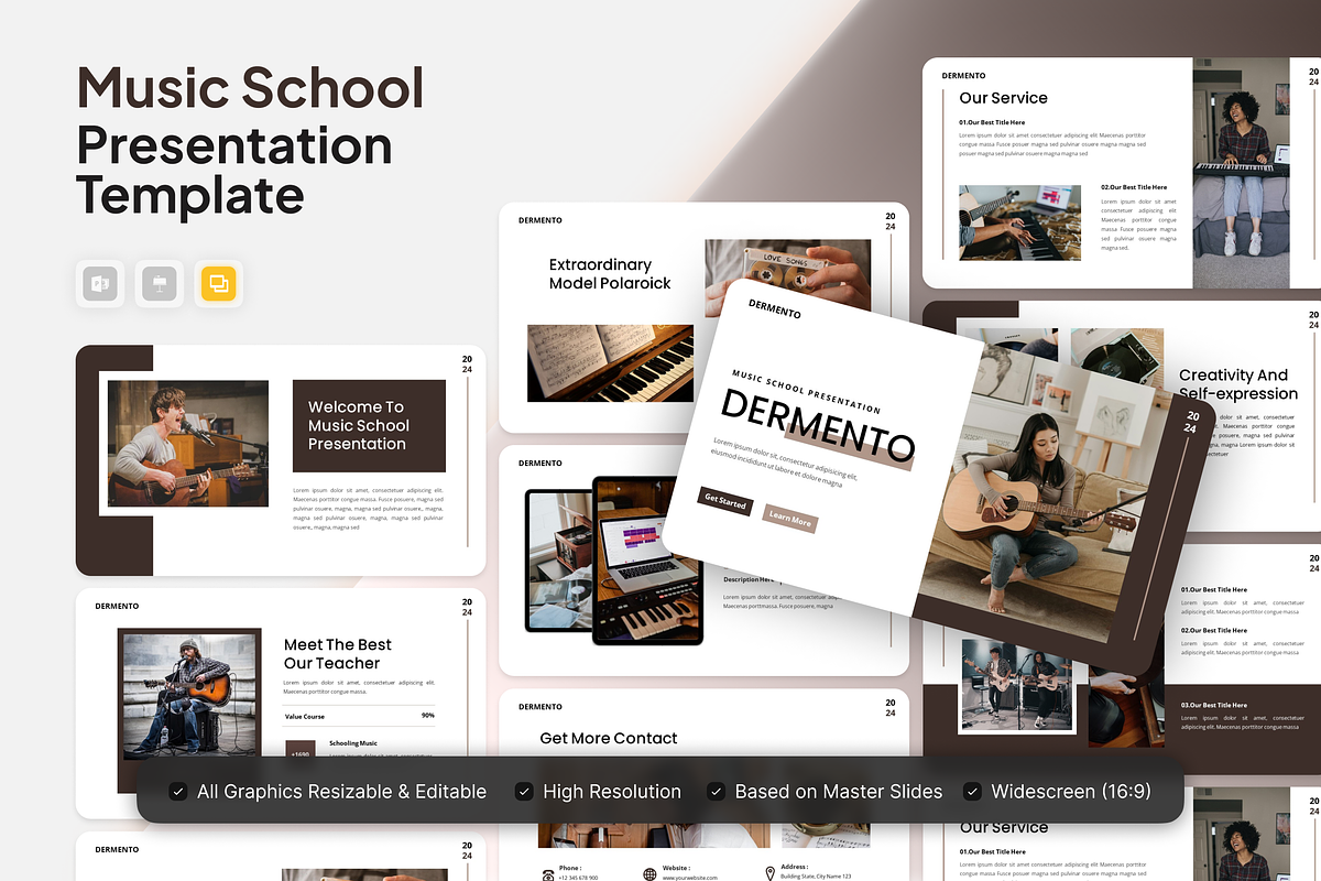 Dermento - Music School Google Slide, a Presentation Template by Annora Studio (Photo 1 of 5)
