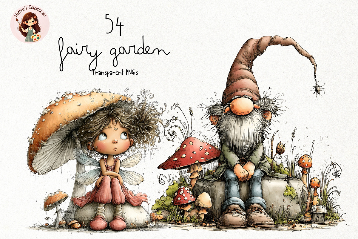 Fairy Garden PNG Clipart Watercolor, an Animal Illustration by Nicolle's Colorful Art (Photo 1 of 4)