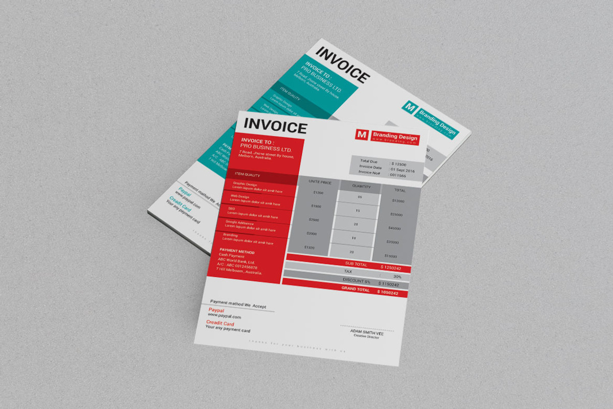 Professional Invoice Template, a Stationery Template by BrandlyTemplate (Photo 3 of 3)