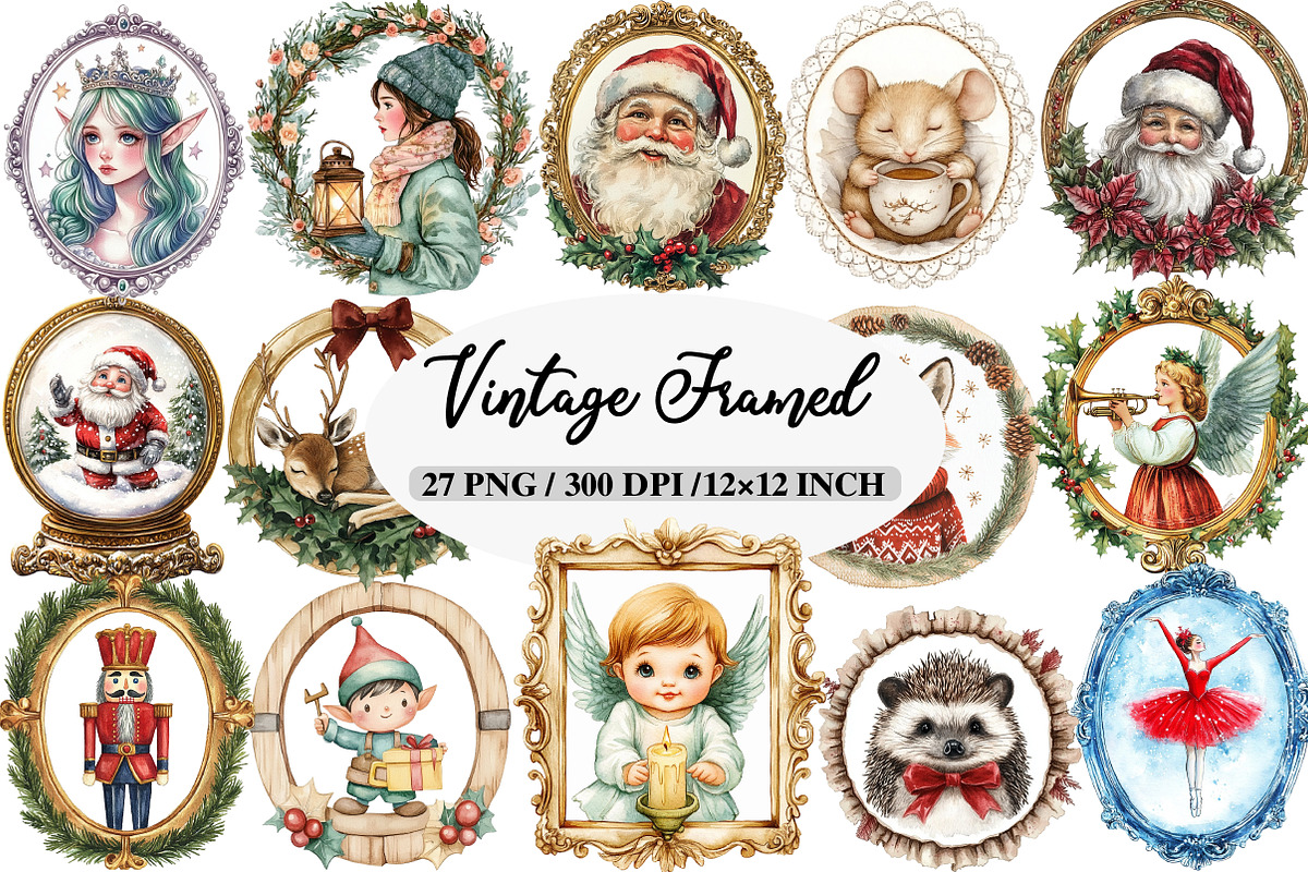 Vintage Christmas Framed Character, an Illustration by Daily.Designs (Photo 1 of 5)