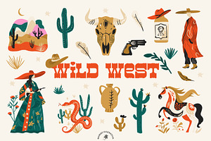 Wild West / illustrations & patterns, an Illustration by by Margo