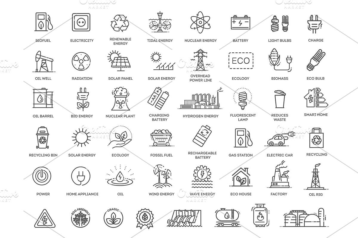 Renewable and non-renewable symbols, a Technology Illustration by Tettygreen (Photo 1 of 3)