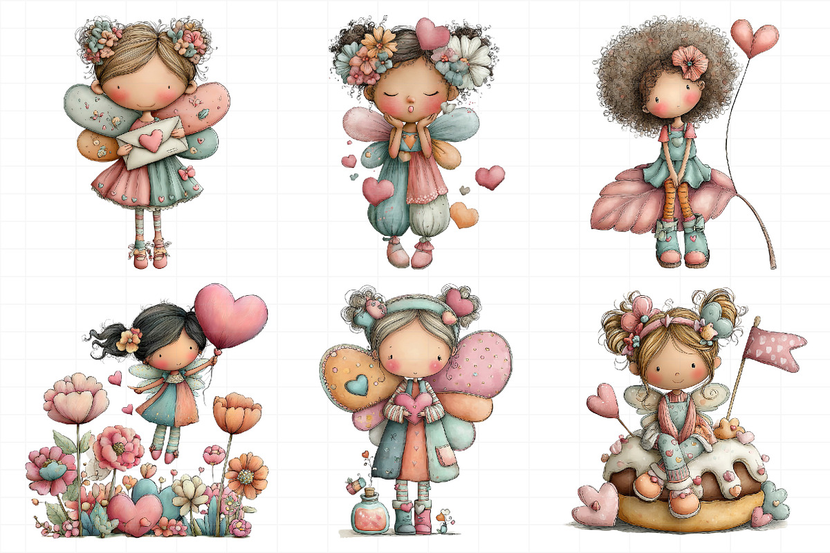 Whimsical Valentine Fairy Clipart, an Illustration by Daily.Designs (Photo 3 of 6)