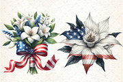 Watercolor Patriotic Floral Clipart, an Illustration by Libby Wishes (Thumbnail 12 of 12)