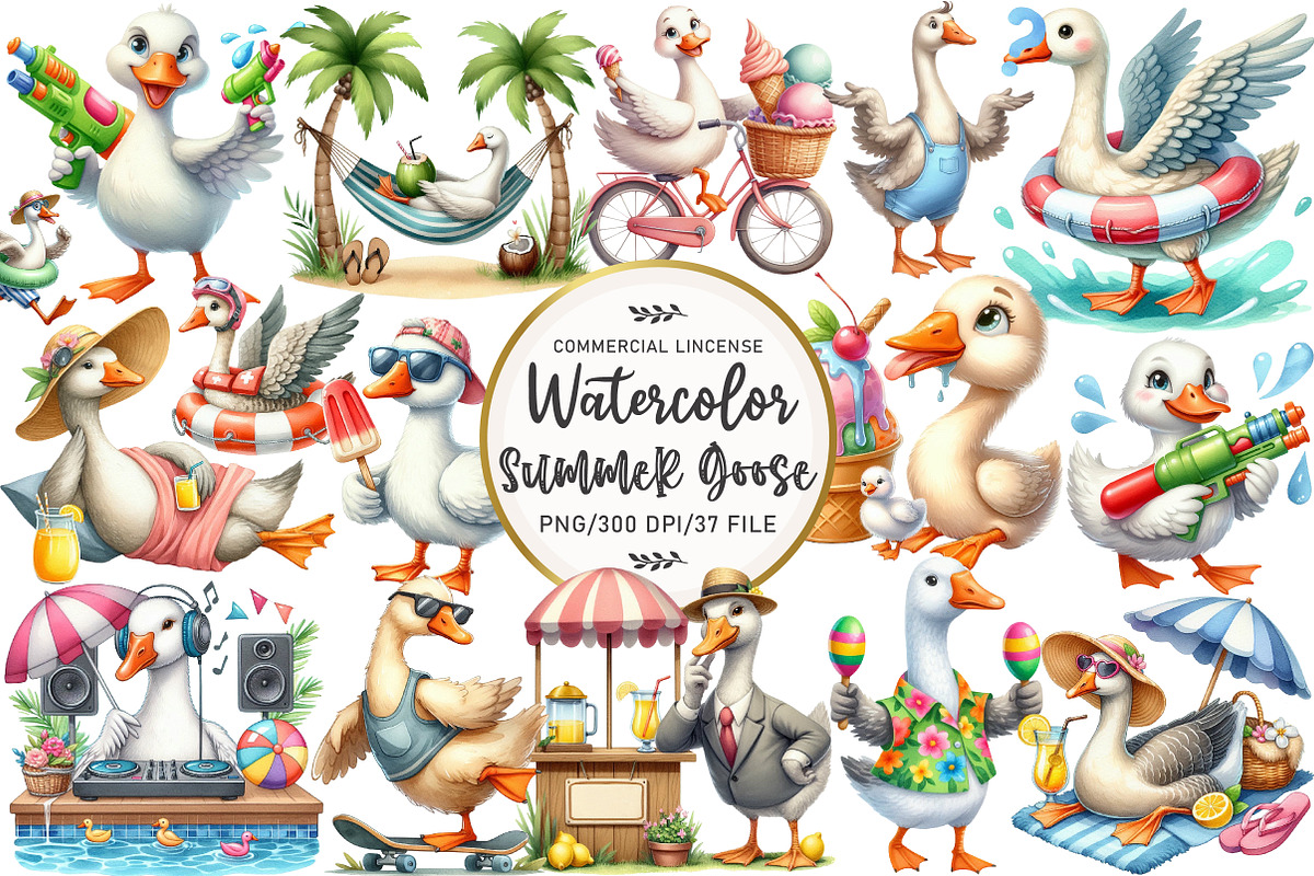 Summer Silly Goose Clipart, an Illustration by OK Design (Photo 1 of 5)