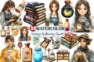 Vintage Apothecary Clipart, an Illustration by Rose Art