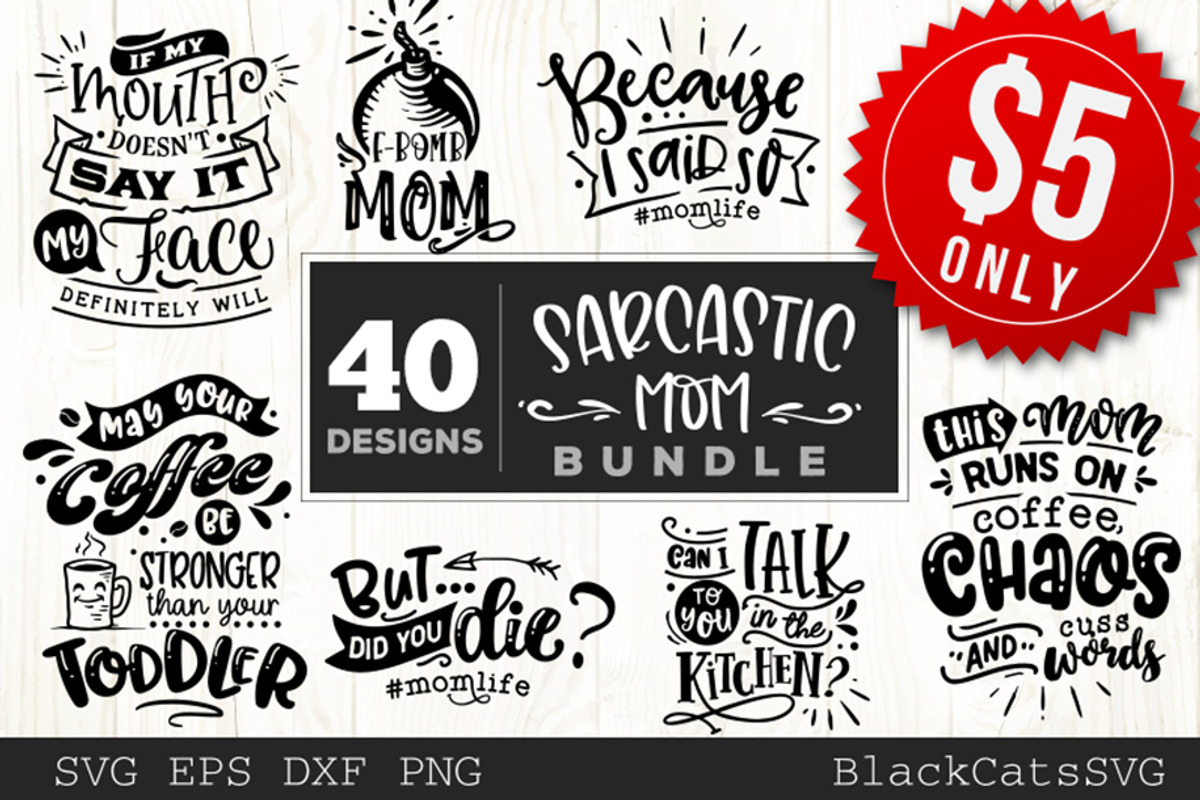 Funny mom SVG bundle 40 designs, an Illustration by BlackCatsMedia (Photo 1 of 5)