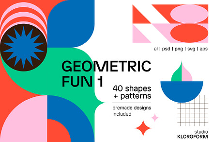 Geometric Fun 1, a Pattern Graphic by kloroform