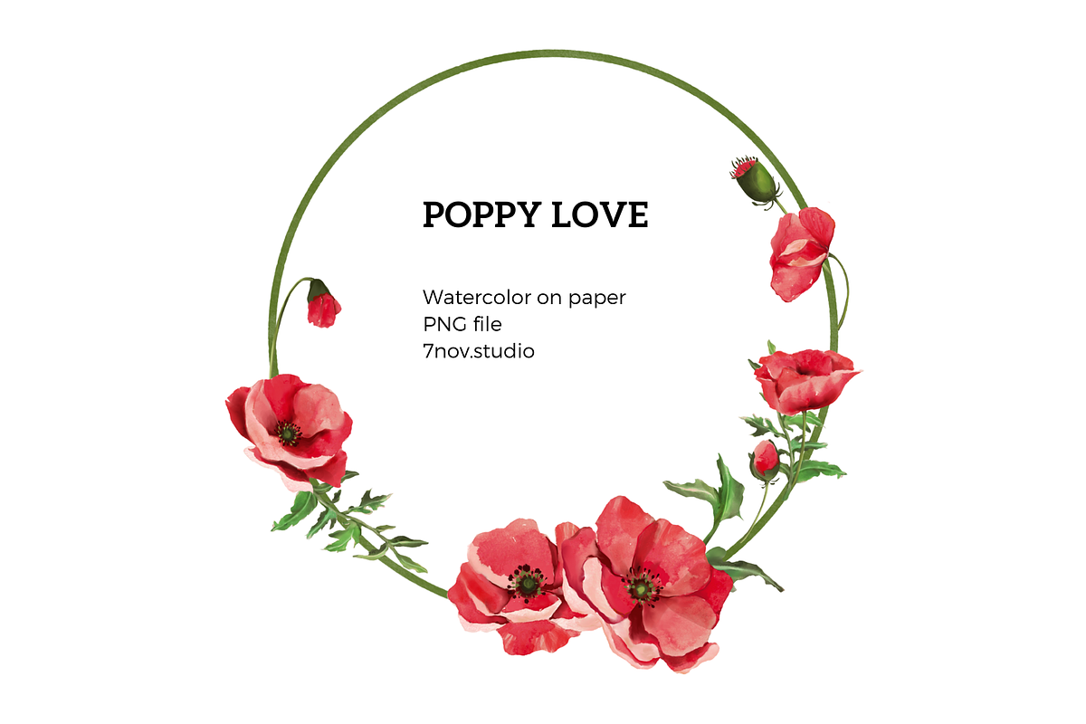 Poppy love watercolor, an Illustration by 7nov.studio (Photo 4 of 7)
