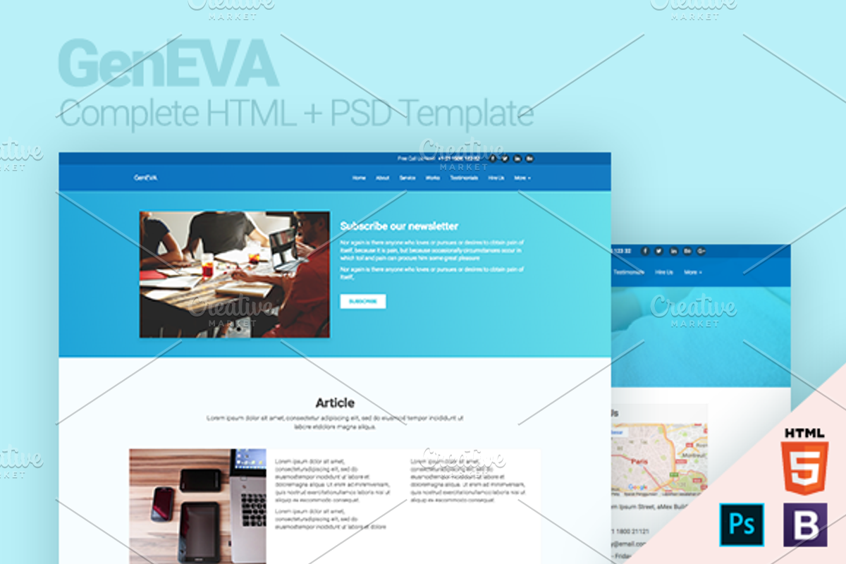 GenEVA HTML + PSD Template, a HTML Template by Brainstorm Lab (Photo 1 of 5)
