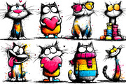 Quirky Funny Cats Clipart, an Animal Illustration by YA Design (Thumbnail 3 of 5)